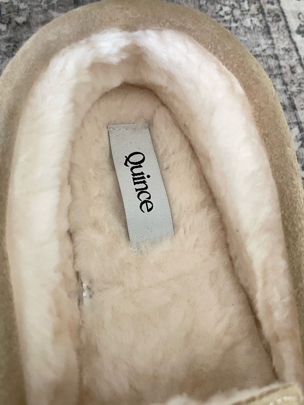 Quince Australian Shearling Moccasin Slipper Tan Suede Size 10 - Picture 7 of 9